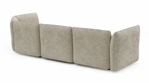 Trapezsofa Motone - 2-Sitzer mit Ecke rechts, Stoff, Beige