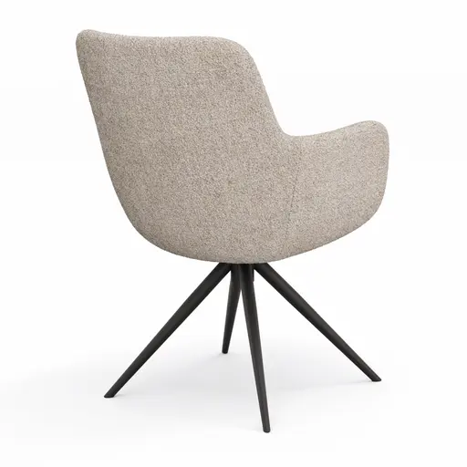 Armlehnstuhl Mis Legere - Boucle, Natur, Stativ, Anthrazit