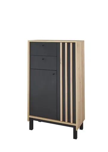 Kommode- B ca. 60 cm, Eiche Dekor, Schwarz