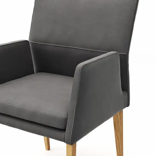 Armlehnstuhl Carry - Leder, Dunkelgrau