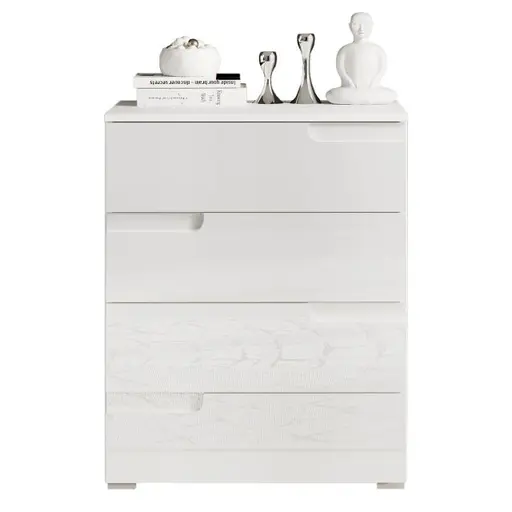 Kommode - B ca. 65 cm, Weiß, Weiß Hochglanz