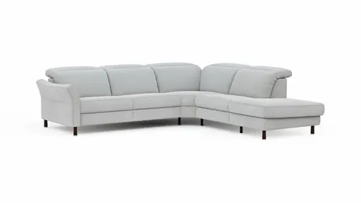Ecksofa Rafaela - 2,5-Sitzer, Ecke rechts, Kopfteil verstellbar (manuell), Webstoff, Ecru