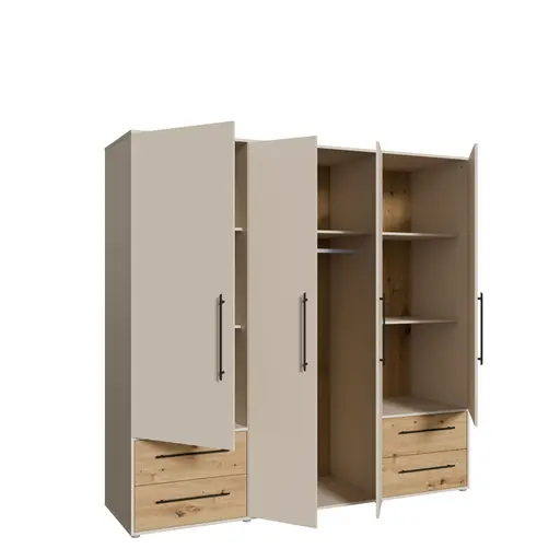  Drehtürenschrank FATHIE- B ca. 206 cm, Sand, Eiche Dekor