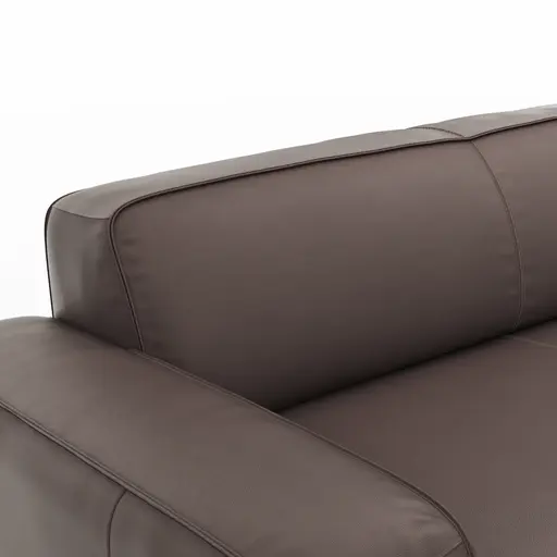 Ecksofa Denver - 2,5-Sitzer mit Longchair rechts, groß, Leder, Mocca