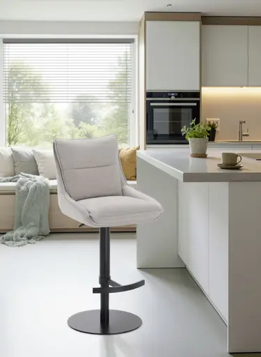 Barhocker MANDY - höhenverstellbar, Stoff, Silbergrau