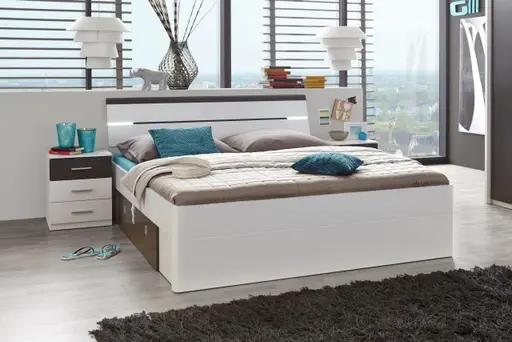 Bettanlage- Liegefläche ca. 180x200 cm, Weiß, Dunkelgrau