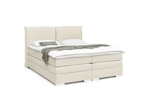 Boxspringbett SANDRIN L - Liegefläche ca. 200x200 cm, Stoff, Creme
