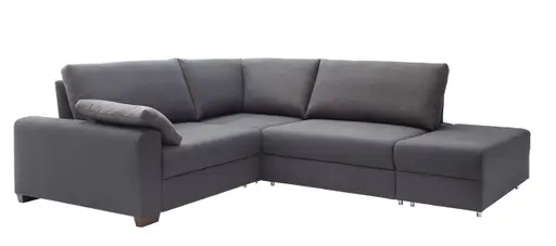Ecksofa - 3-Sitzer mit Schlaffunktion inkl. Lattenrost, Rückenlehne verstellbar, Stoff, Grau