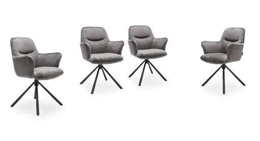 Armlehnstuhl MIRYA - drehbar, Stoff, Silberfarben