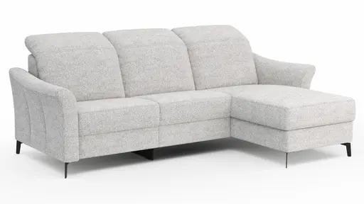 Ecksofa Canterbury - 2,5-Sitzer mit Longchair rechts, inkl. Relaxfunktion (motorisch) und Kopfteilverstellung, Stoff, Offwhite