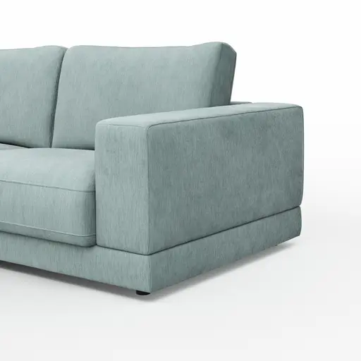 Ecksofa Juni - Longchair links mit 2-Sitzer, Stoff, Hellblau