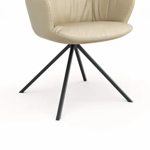 Armlehnstuhl Pegara -  Leder, Beige, Gestell Stativ