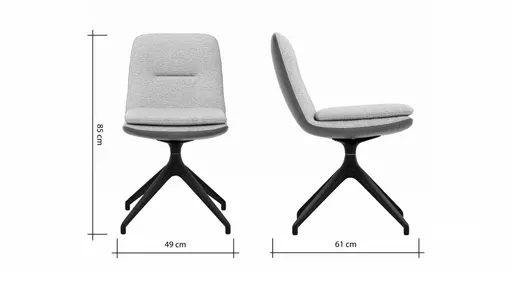 Polsterstuhl Macano - drehbar, Stoff & Leder, Beige, Cognac