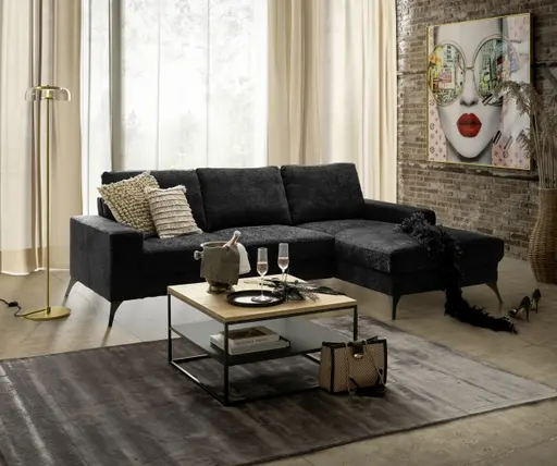 Couchtisch - LB ca. 70x70 cm, Wildeiche Massiv, Schwarz