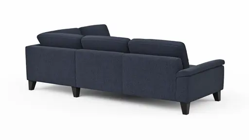 Ecksofa Oviedo - 2,5-Sitzer mit Ecke rechts, Stoff, Dunkelblau