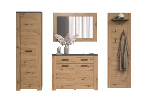 Garderobenschrank - Eiche Dekor, Anthrazit