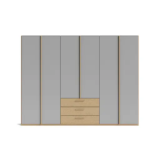 Drehtürenschrank Caluma - B. ca. 300cm, Furnier, Balkeneiche, Taupe