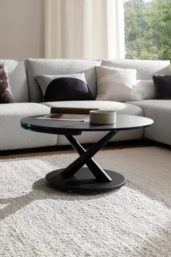 Couchtisch Spessa - LB ca. 128x80 cm, drehbar, Keramik, Anthrazit