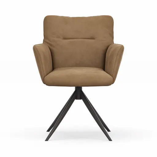 Armlehnstuhl Nashville - inkl. Dreh- und Wippfunktion, Leder, Braun