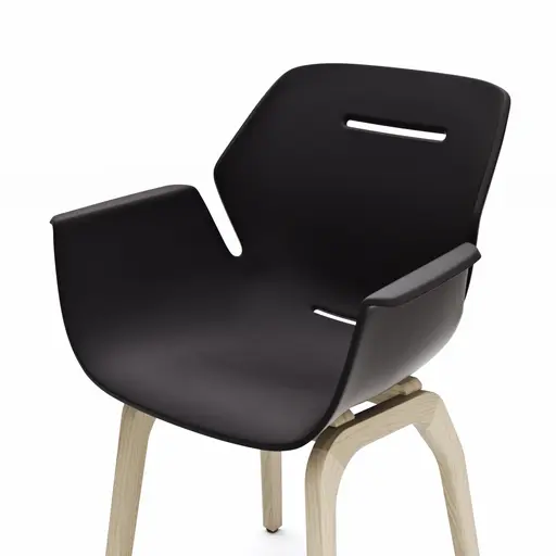 Armlehnstuhl Tooon - Kunststoffschale, Schwarz, Gestell Holz