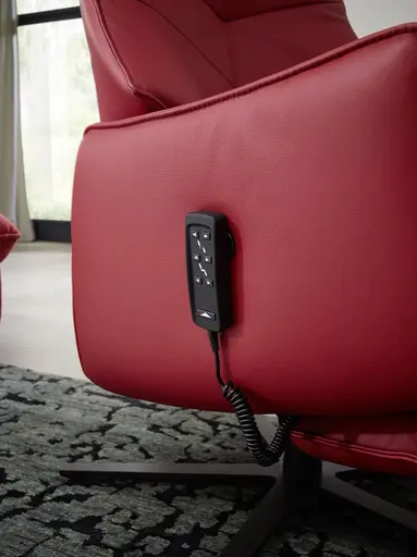 Fernsehsessel EM Hannover - Relaxfunktion (1-motorisch), Leder, Rot