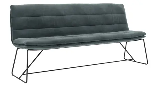 Bank Jukka - B ca. 200 cm, Stoff, Jade, Kufe, Schwarz