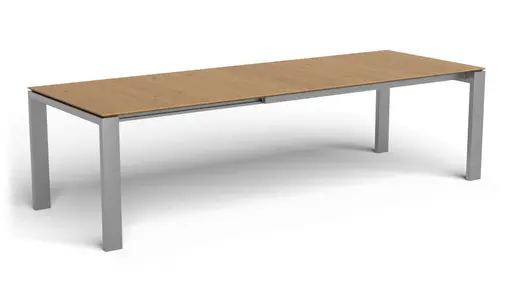 Esstisch 3400 - LB ca. 180x100 cm, ausziehbar, Asteiche massiv, 4-Fuss, Edelstahl