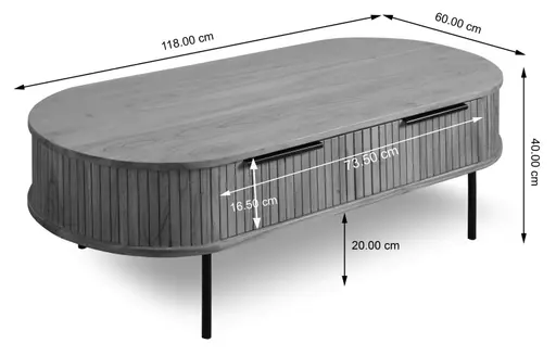 Couchtisch - LB ca. 118x60 cm, Akazie massiv