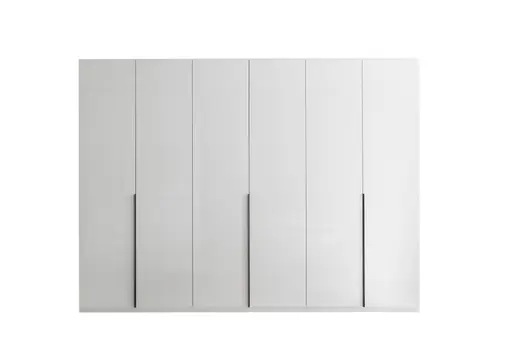 Drehtürenschrank- B ca. 300 cm, Weiß, Weiß Hochglanz