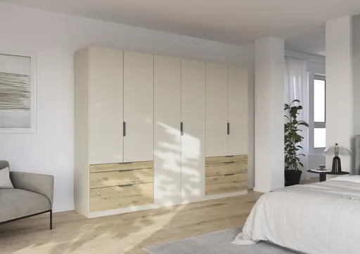 Drehtürenschrank RANI- B ca. 271 cm, Champagner, Eiche Dekor