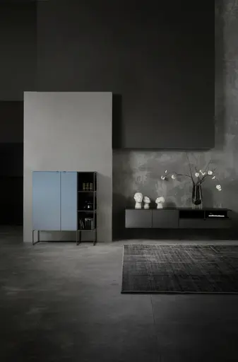 Highboard Catona - Lack matt, Graublau