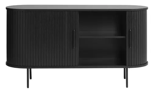 Sideboard - B ca. 140 cm, Eiche Furnier, Schwarz