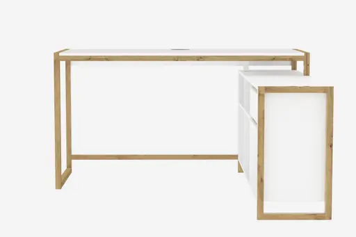 Eckschreibtisch - LB ca. 139x139 cm, Weiß, Artisan Eiche Nachbildung