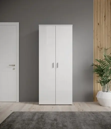 Schuhschrank - B ca. 80 cm, Weiß, Weiß Hochglanz