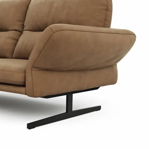 Ecksofa  Alexander -  Longchair links mit 3-Sitzer inkl. Kopfstütze/Armlehne verstellbar, Leder, Cognac