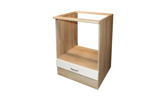 Herdschrank- B ca. 60 cm, Eiche Dekor, Weiß, Matt