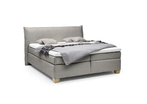  Boxspringbett HADAI- Liegefläche ca. 180x200 cm, Stoff, Anthrazit, inkl. Topper