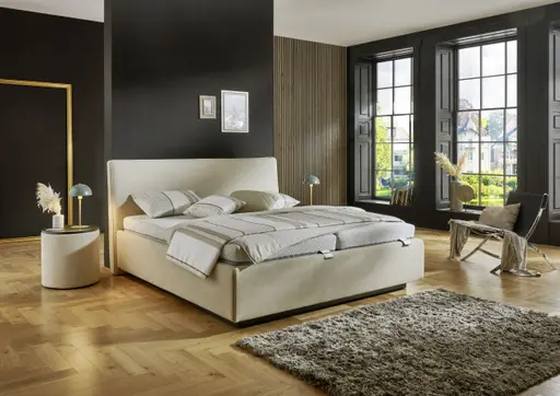 Polsterbett - Liegefläche ca. 180x200 cm, Stoff, Beige