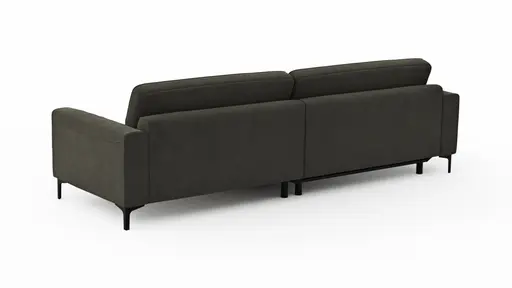 Ecksofa Oviedo - Longchair links mit 1,5-Sitzer, Stoff, Braungrün