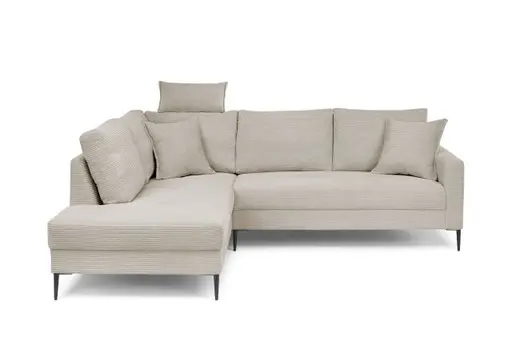 Ecksofa - Ecke links, 3-Sitzer, Stoff, Beige