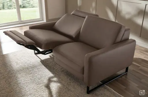 Sofa Aracena - 2,5-Sitzer inkl. Relaxfunktion motorisch und Kopfstütze, Leder, Schoko