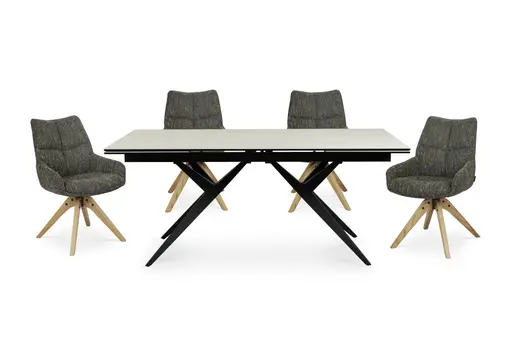 Esstisch MICHELA - ausziehbar, LB ca. 180x95 cm, Glaskeramik, Travertin farbig