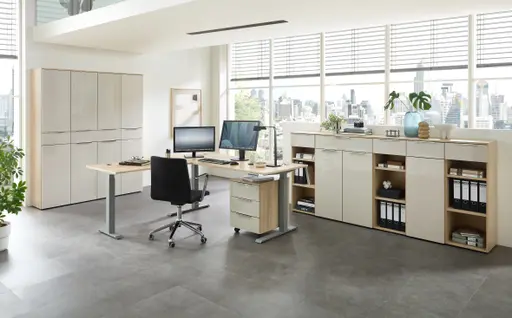 Rollcontainer - B ca. 45 cm, Riva Eiche Nachbildung, Kaschmir