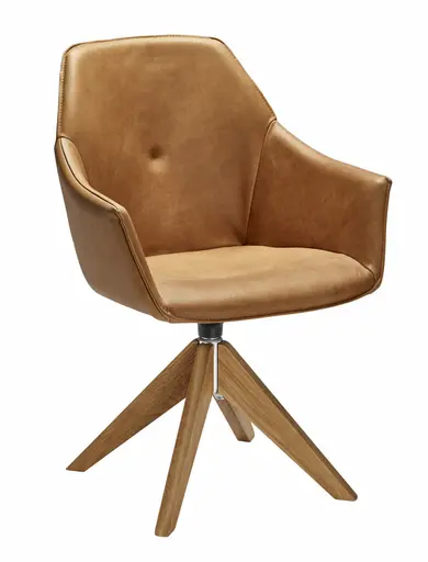 Armlehnstuhl Pinto - drehbar, Leder, Cognac