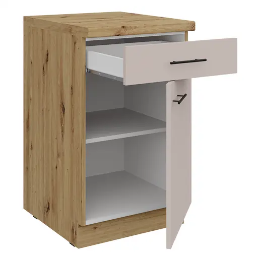 Unterschrank- B ca. 50 cm, Eiche Dekor, Kaschmir, Matt