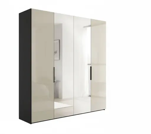 Drehtürenschrank - B ca. 200 cm, Sandglas, Spiegel, Dekor Anthrazit
