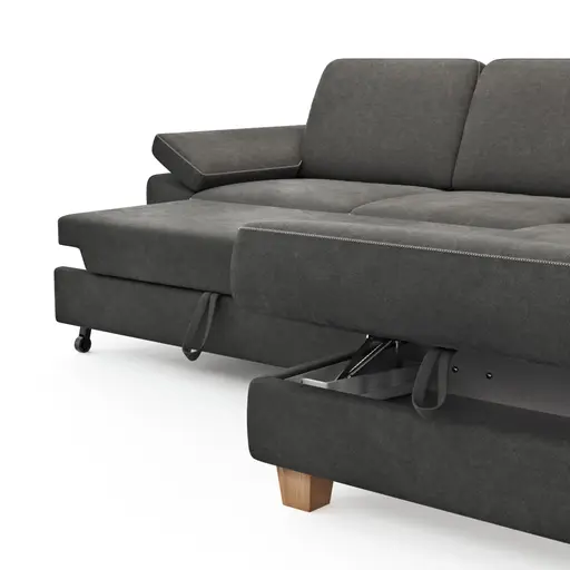 Ecksofa Sommerville - 2,5-Sitzer mit  Ecke rechts, inkl. Schlaffunktion, Relaxfunktion (manuell), Stoff, Anthrazit