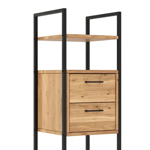 Regal Farmingdale - mit zwei Schubkästen, Eiche massiv, natur geölt