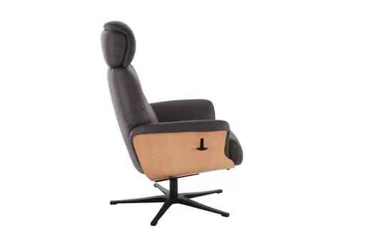 TV-Sessel MOANI mit Hocker - drehbar, Relaxfunktion, Kopfteilverstellung, Leder, Dunkelbraun