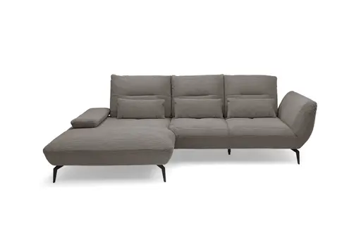 Ecksofa PAYTON - Ecke links, 2-Sitzer inkl. Rückenneigung, Armteilverstellung, Stoff, Taupe
